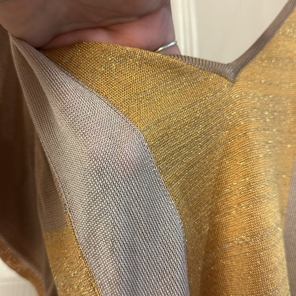 Bebe tan gold v neck short sleeve bodycon stretchy sweater tunic top dress L - Picture 4 of 11